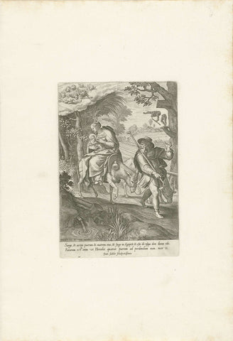 Flight to Egypt, Johann Sadeler (I), 1579 - 1582 Canvas Print