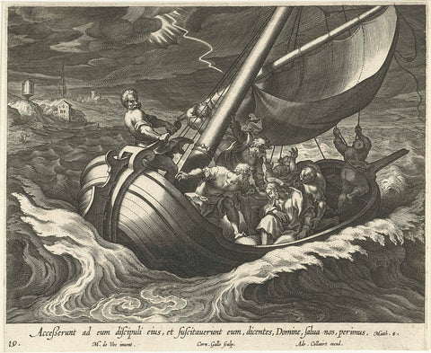 Storm on the Sea of Galilee, Cornelis Galle (I), 1598 - 1618 Canvas Print