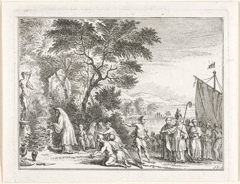 Arrival of Willibrordus, 691, Simon Fokke, 1784 Canvas Print