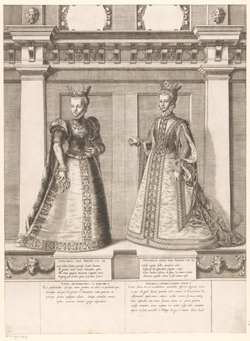 Double portrait of Anna-Maria of Austria and Isabella of Spain, Gaspare Oselli, 1569 Canvas Print