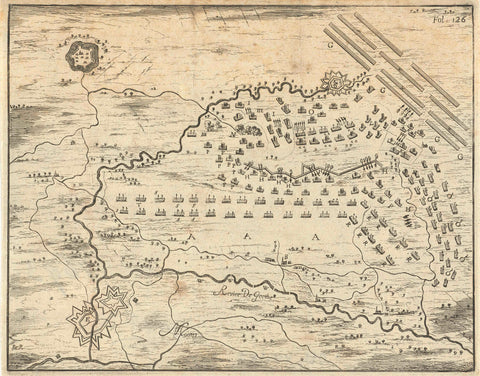 Map of the Battle of Landen, Jan Luyken, 1693 Canvas Print