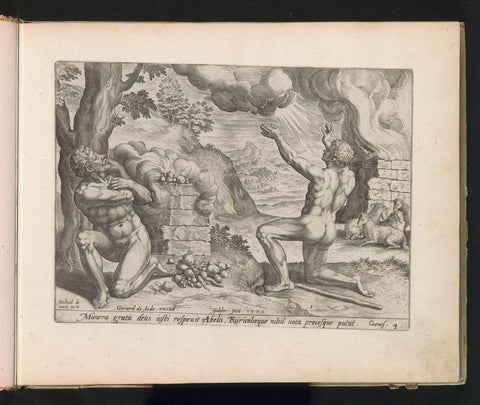 Sacrifice of Cain and Abel, Johann Sadeler (I), 1585 Canvas Print