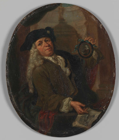 Portrait of Arnoud van Halen (1673-1732). Painter, Printmaker, Poet and Collector in Amsterdam, Christoffel Lubienitzki (copy after), 1725 - 1732 Canvas Print