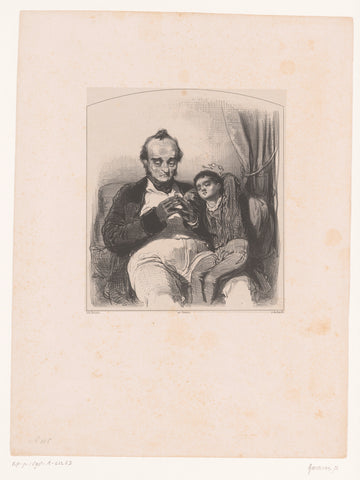 Man with Child on His Lap, Paul Gavarni, 1842 Canvas Print