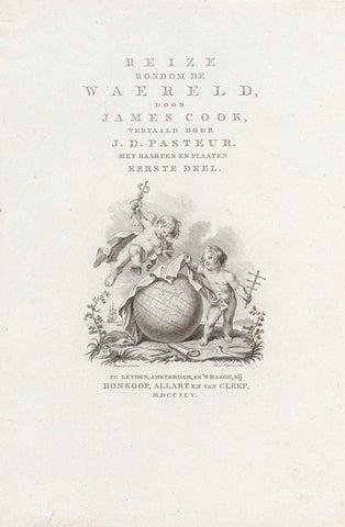 Titelpagina voor: James Cook, 'Reize rondom de Waereld', 1795, Reinier Vinkeles (I), 1795 Canvas Print