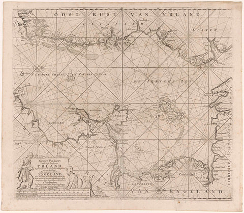 Pass map of part of the Irish Sea and the Sint-George canal, Jan Luyken, 1681 - 1803 Canvas Print