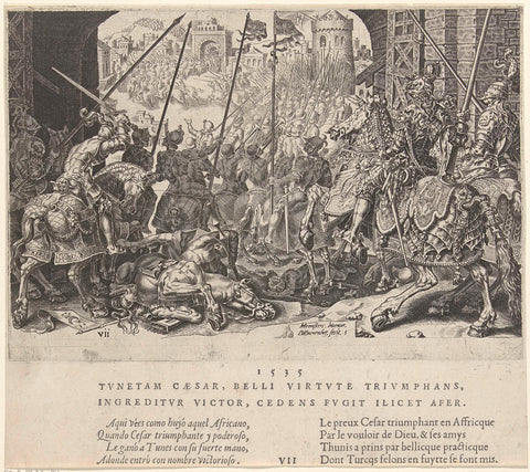 Capture of Tunis, 1535, Dirck Volckertsz. Coornhert, 1555 - 1556 Canvas Print