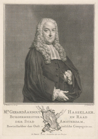 Portrait of Gerard Aarnout Hasselaer, Jacob Houbraken, 1758 Canvas Print