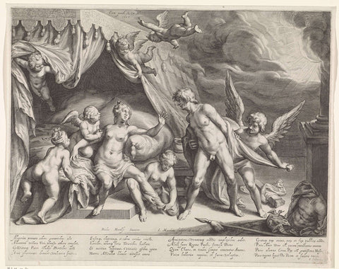 Venus and Mars discovered by Apollo, Jacob Matham, 1607 Canvas Print