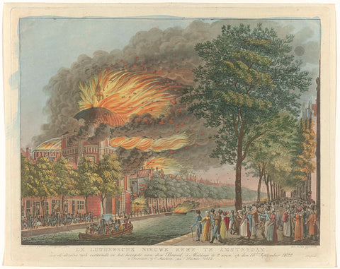 New Lutheran Church in Amsterdam during the fire of 1822, A. Lutz, 1822 Canvas Print