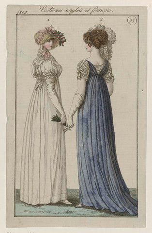 Journal des Dames et des Modes, editie Frankfurt 1805, Costumes anglois et françois, (33), anonymous, 1805 Canvas Print