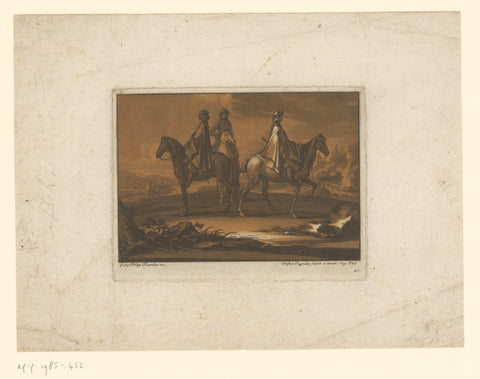 Three horsemen in cloaks, Christian Rugendas, 1718 - 1781 Canvas Print