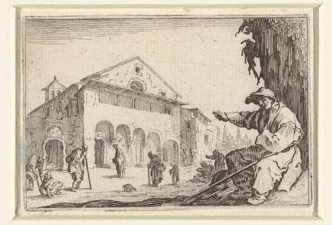 Man with cane at hospital, Jacques Callot, 1621 Canvas Print