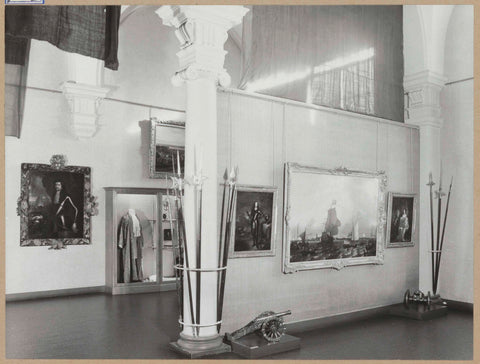 Room 114 seen to the northeast with paintings, halberds and models of cannons, 1963 Canvas Print