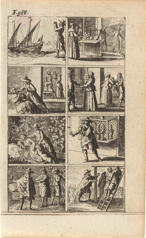 Story with depictions of murder and death penalty (F. 568.), Abraham Dircksz. Santvoort, 1667 Canvas Print