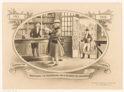 Interior of a bookshop anno 1815, anonymous, 1915 Canvas Print