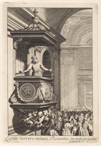 Ecclesiastes with beard on pulpit, anonymous, 1675 - 1711 Canvas Print