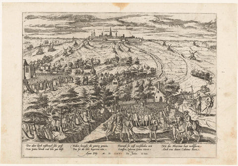 Hagenpreken buiten Antwerpen, 1566, Frans Hogenberg, 1566 - 1570 Canvas Print