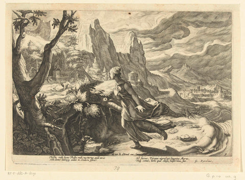 Thisbe flees from a lion, Hendrick Goltzius (workshop of), 1615 Canvas Print