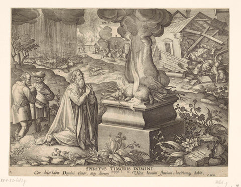 The Sacrifice of Job: the Gift of Godliness, Adriaen Collaert, 1593 - 1597 Canvas Print