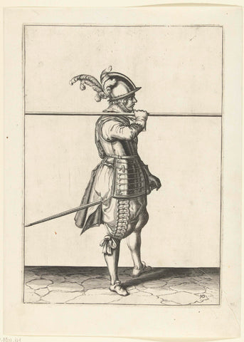 Soldier wearing his skewer horizontally on his right shoulder, Jacob de Gheyn (II) (workshop of), 1597 - 1607 Canvas Print