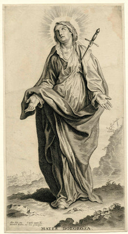 Maria als Mater Dolorosa, Cornelis Galle (II), after c. 1638 - c. 1650 Canvas Print