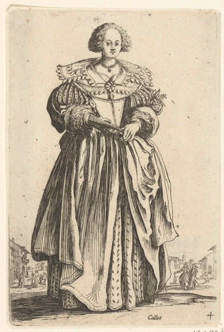 Lady with range, seen from the front, Jacques Callot, 1630 - 1690 Canvas Print