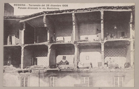 Ruin of a palazzo in Messina after the earthquake of December 28, 1908, anonymous, in or after 1908 - in or before 1910 Canvas Print