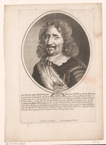 Portrait of Nicolas de Neufville de Villeroy, Pierre Daret, Pierre Daret, 1652 - 1656 Canvas Print