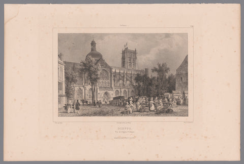 View of the church Saint-Jacques in Dieppe, Isodore-Laurent Deroy, 1834 Canvas Print