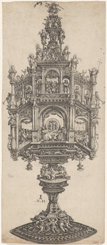 Design for a monstrance, Daniel Hopfer (I) (possibly), 1480 - 1536 Canvas Print