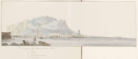 View of the great port and the naval fleet of Palermo, Louis Ducros, 1778 Canvas Print