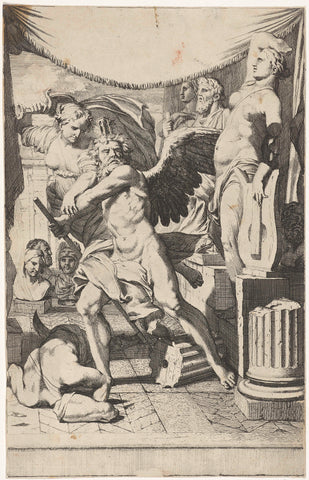 Prudence Keeps Time From Destroying Ancient Statues, Gerard de Lairesse, 1670 Canvas Print