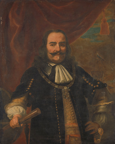 Michiel Adriaensz de Ruyter (1607-1676), Lieutenant Admiral, Ferdinand Bol (copy after), 1650 - 1750 Canvas Print