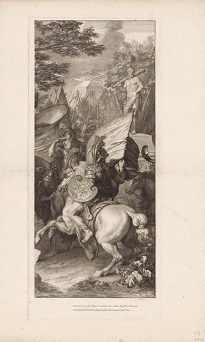 Poros wounded in the battle with Alexander the Great (plate 4), Gérard Audran, 1678 Canvas Print