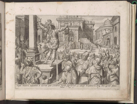 Head and hand of Nikanor shown to the people, Johannes Wierix, 1572 - 1576 Canvas Print