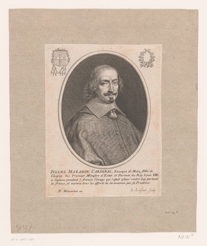 Portrait of Jules Mazarin, Jean Lenfant, c. 1659 Canvas Print