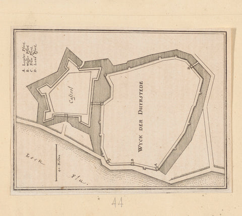 Fortress map of Wijk bij Duurstede, Caspar Merian, 1654 - c. 1700 Canvas Print