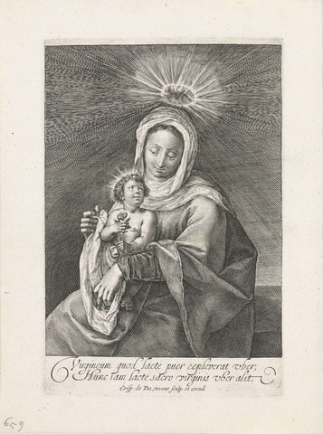 Mary with the Christ Child, Crispijn van de Passe (I), 1574 - 1637 Canvas Print