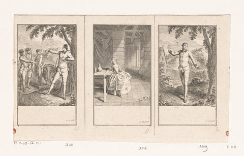 Three Scenes from the Deserter, Daniel Nikolaus Chodowiecki, 1774 Canvas Print