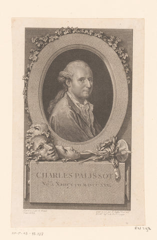 Portret van Charles Palissot de Montenoy, Pierre Philippe Choffard, 1777 Canvas Print