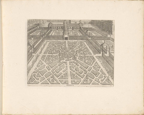 Garden with ground floor surrounded by fences and open pavilions, Hans Vredeman de Vries, c. 1635 - c. 1640 Canvas Print