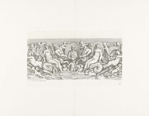 Bas-relief of a sarcophagus with sea nymphs, Reinier van Persijn, 1640 Canvas Print