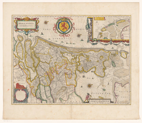 Map of the county of Holland, anonymous, 1647 - 1661 Canvas Print