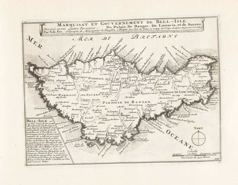 Map of the Marquisate of Belle Ile, c. 1702, anonymous, 1702 - 1703 Canvas Print