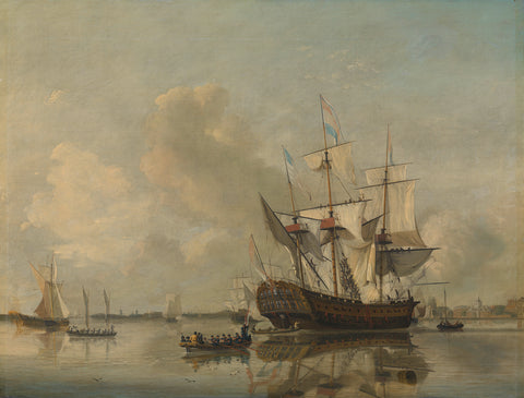 The Navy's Frigate 'Rotterdam' on the Maas off Rotterdam, Nicolaas Baur, 1807 Canvas Print