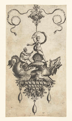 Sea dragon with a double shell on his back, anonymous, c. 1530 - c. 1581 Canvas Print