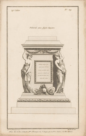 Pedestal with two standing women, Jean Pelletier, 1772 - 1779 Canvas Print