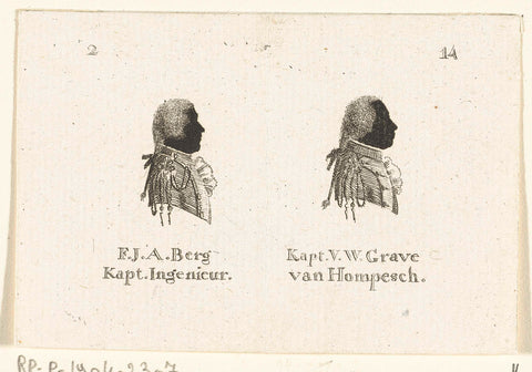 Silhouette portrait of captain-engineer Berg and captain Count of Hompesch, Hendrik Willem Caspari, 1794 Canvas Print