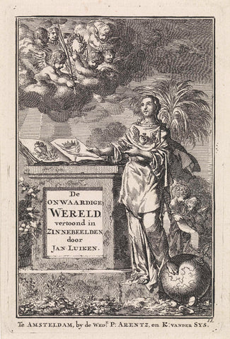 Title page for Jan Luyken 'De Onwaardige Wereld', 1710, Jan Luyken, 1710 Canvas Print